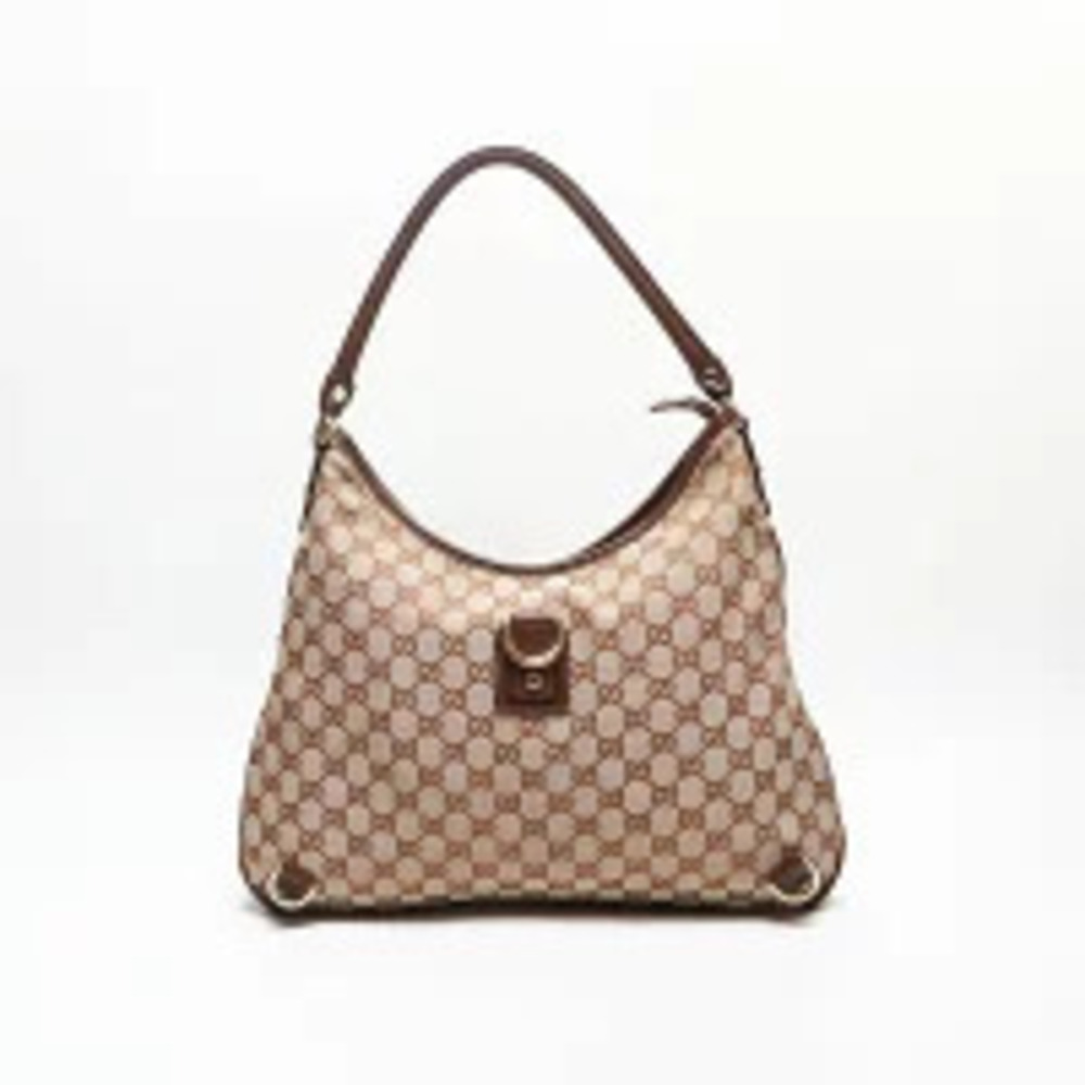 Gucci monogram Hobo canvas Abbey bag leather beige GG brown